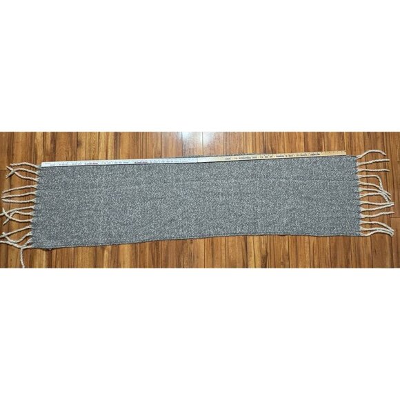 Gray and Cream Winter Scarf With Fringe Design Unisex Men's Women's New Tag - Picture 3 of 8